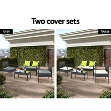 Load image into Gallery viewer, 4 Seater Sofa Set Outdoor Furniture Lounge Setting Wicker Chairs Table Rattan Lounger Bistro Patio Garden Cushions Black
