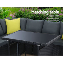 Load image into Gallery viewer, Gardeon Outdoor Furniture Patio Set Dining Sofa Table Chair Lounge Wicker Garden Black
