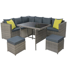 Load image into Gallery viewer, Gardeon Outdoor Patio Dining Sofa Table &amp; Chair Lounge Set Grey
