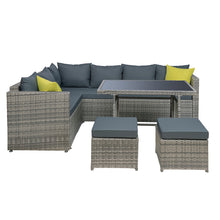 Load image into Gallery viewer, Gardeon Outdoor Patio Dining Sofa Table &amp; Chair Lounge Set Grey
