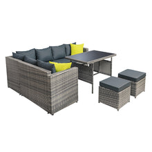 Load image into Gallery viewer, Gardeon Outdoor Patio Dining Sofa Table &amp; Chair Lounge Set Grey
