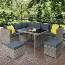 Load image into Gallery viewer, Gardeon Outdoor Patio Dining Sofa Table &amp; Chair Lounge Set Grey
