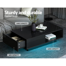 Load image into Gallery viewer, Artiss Coffee Table LED Lights High Gloss Storage Drawer Modern Furniture Black
