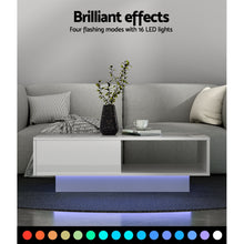 Load image into Gallery viewer, Artiss Coffee Table LED Lights High Gloss Storage Drawer Modern Furniture White
