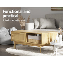 Load image into Gallery viewer, Artiss Rattan Coffee Table with Storage Drawers Shelf Modern Wooden Tables

