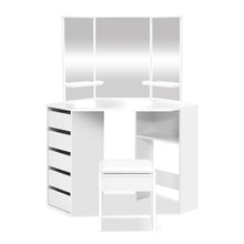 Load image into Gallery viewer, Artiss Corner Dressing Table With Mirror Stool White Mirrors Makeup Tables Chair
