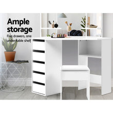 Load image into Gallery viewer, Artiss Corner Dressing Table With Mirror Stool White Mirrors Makeup Tables Chair
