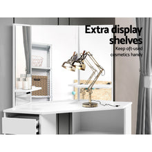 Load image into Gallery viewer, Artiss Corner Dressing Table With Mirror Stool White Mirrors Makeup Tables Chair
