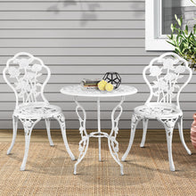 Load image into Gallery viewer, Gardeon Outdoor Furniture Chairs Table 3pc Aluminium Bistro White
