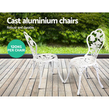 Load image into Gallery viewer, Gardeon Outdoor Furniture Chairs Table 3pc Aluminium Bistro White

