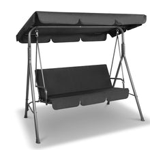 Load image into Gallery viewer, Gardeon Outdoor Swing Chair Hammock 3 Seater Canopy Black
