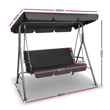 Load image into Gallery viewer, Gardeon Outdoor Swing Chair Hammock 3 Seater Canopy Black
