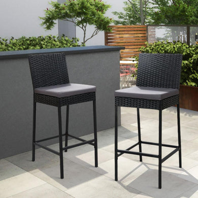 Gardeon 2 Outdoor Bar Stools - Wicker-Furniture-The White Mall