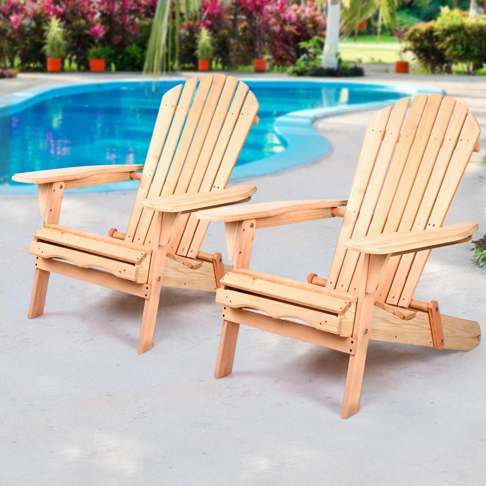 Gardeon Set of 2 Adirondack Wood Chairs-Furniture-The White Mall