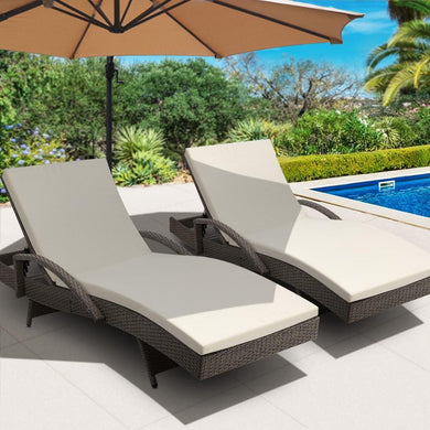 Gardeon Set of 2 Outdoor Sun Lounge Bed Chairs-Furniture-The White Mall