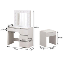 Load image into Gallery viewer, Glamorous Dressing Table Stool Set with Light Bulbs, LED Makeup Mirror &amp; Jewellery Organizer Cabinet-Dressing Table-The White Mall
