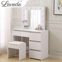 Load image into Gallery viewer, Glamorous Dressing Table Stool Set with Light Bulbs, LED Makeup Mirror &amp; Jewellery Organizer Cabinet-Dressing Table-The White Mall
