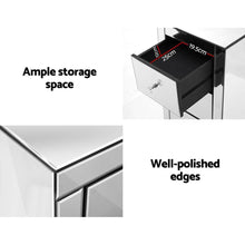 Load image into Gallery viewer, Artiss Mirrored Bedside table Drawers Furniture Mirror Glass Quenn Silver-Furniture-The White Mall
