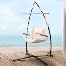 Load image into Gallery viewer, Gardeon Outdoor Hammock Chair with Steel Stand Hanging Hammock Beach Cream
