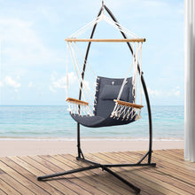 Load image into Gallery viewer, Gardeon Outdoor Hammock Chair with Steel Stand Hanging Hammock Beach Grey

