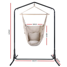 Load image into Gallery viewer, Outdoor Hanging Hammock Chair with Stand and Pillow Cream
