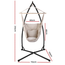 Load image into Gallery viewer, Gardeon Outdoor Hammock Chair with Steel Stand Hanging Hammock with Pillow Cream
