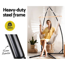 Load image into Gallery viewer, Gardeon Outdoor Hammock Chair with Steel Stand Hanging Hammock with Pillow Cream
