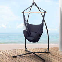 Load image into Gallery viewer, Gardeon Outdoor Hammock Chair with Steel Stand Hanging Hammock with Pillow Grey
