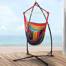 Load image into Gallery viewer, Gardeon Outdoor Hammock Chair with Steel Stand Hanging Hammock Pillow Rainbow
