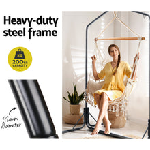 Load image into Gallery viewer, Outdoor Hammock Chair with Stand Tassel Hanging Rope Chair Cream
