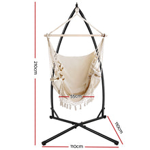 Load image into Gallery viewer, Gardeon Outdoor Hammock Chair with Steel Stand Tassel Hanging Rope Hammock Cream
