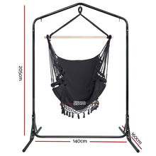 Load image into Gallery viewer, Outdoor Hammock Chair with Stand Tassel Hanging Rope Chair Grey
