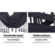 Load image into Gallery viewer, Outdoor Hammock Chair with Stand Tassel Hanging Rope Chair Grey
