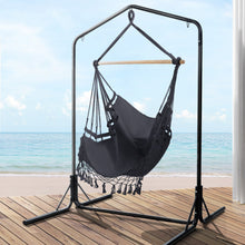 Load image into Gallery viewer, Outdoor Hammock Chair with Stand Tassel Hanging Rope Chair Grey
