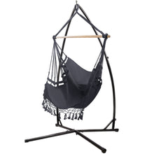 Load image into Gallery viewer, Gardeon Outdoor Hammock Chair with Steel Stand Tassel Hanging Rope Hammock Grey
