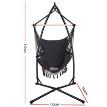 Load image into Gallery viewer, Gardeon Outdoor Hammock Chair with Steel Stand Tassel Hanging Rope Hammock Grey
