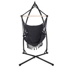 Load image into Gallery viewer, Gardeon Outdoor Hammock Chair with Steel Stand Tassel Hanging Rope Hammock Grey
