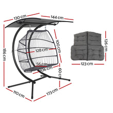 Load image into Gallery viewer, Gardeon Outdoor Furniture Lounge Hanging Swing Chair Egg Hammock Stand Rattan Wicker Grey
