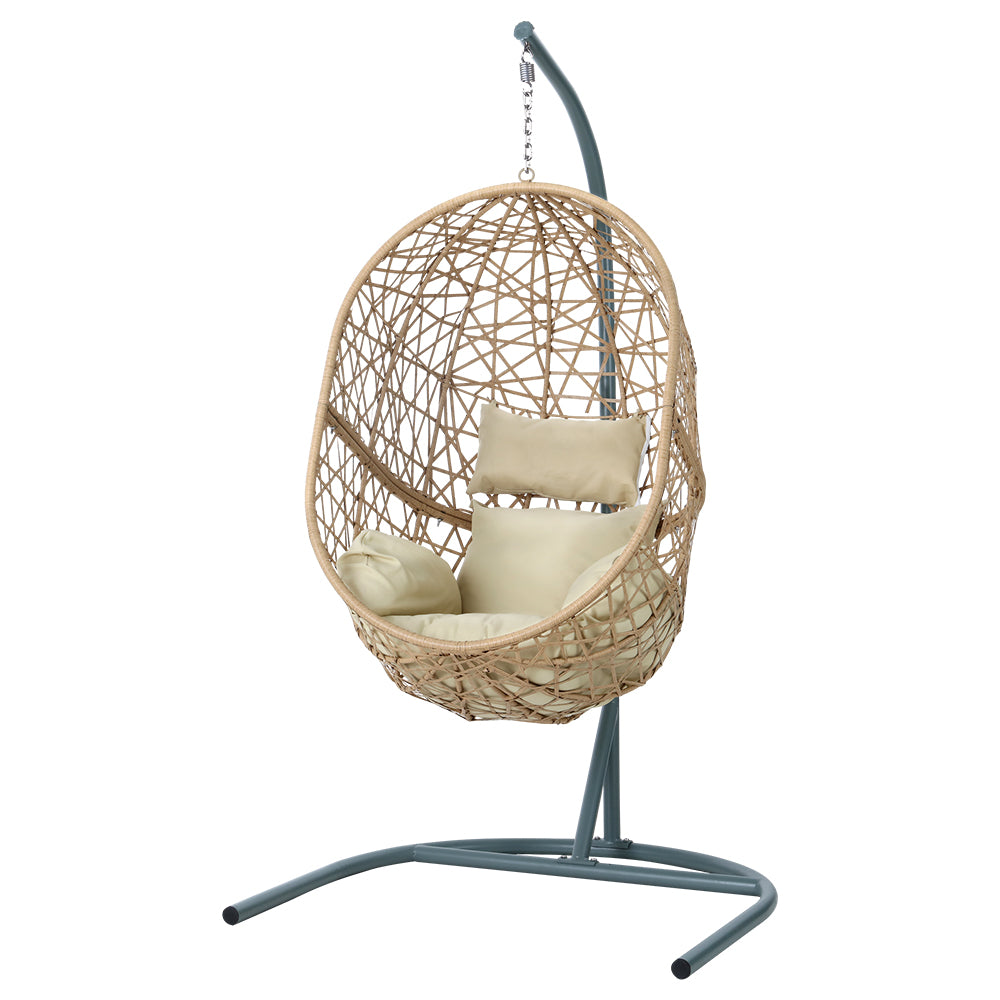 Stylish Swing Egg Chair Hammock by Gardeon with Stand Outdoor Cream