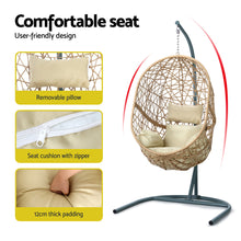 Load image into Gallery viewer, Stylish Swing Egg Chair Hammock by Gardeon with Stand Outdoor Cream
