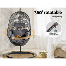 Load image into Gallery viewer, Stylish Black Gardeon Swing Egg Chair Hammock With Stand Outdoor
