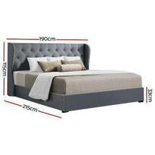 Load image into Gallery viewer, King Grey Storage Bed Frame Fabric Artiss Issa With Lift Storage-Artiss-The White Mall

