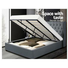 Load image into Gallery viewer, King Grey Storage Bed Frame Fabric Artiss Issa With Lift Storage-Artiss-The White Mall
