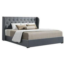 Load image into Gallery viewer, King Grey Storage Bed Frame Fabric Artiss Issa With Lift Storage-Artiss-The White Mall
