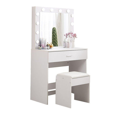 Dressing Table tool Set LED Makeup Mirror Jewellery organizer Cabinet With 12 Bulbs-Levede-The White Mall