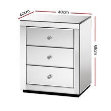 Load image into Gallery viewer, Large Glossy Mirrored Bedside Table with Drawers-Furniture-The White Mall
