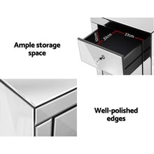 Load image into Gallery viewer, Large Glossy Mirrored Bedside Table with Drawers-Furniture-The White Mall
