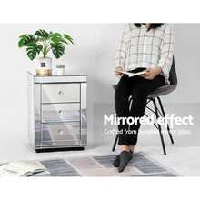 Load image into Gallery viewer, Large Glossy Mirrored Bedside Table with Drawers-Furniture-The White Mall
