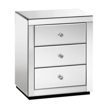 Load image into Gallery viewer, Artiss Mirrored Bedside Table Drawers Furniture Mirror Glass Presia Silver
