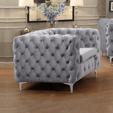 Load image into Gallery viewer, Luxurious Tufted Grey Velvet Armchair-Furniture-The White Mall
